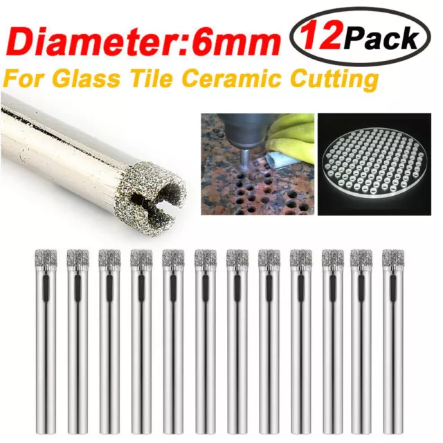 12pz Diamante Frese Tazza Punte Trapano Per Marmo Vetro Piastrelle Effetto 6mm