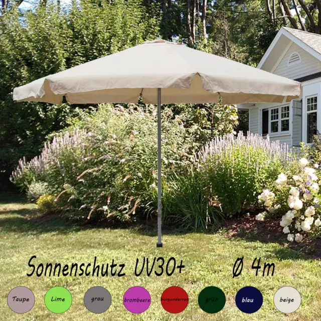 Großer Alu Sonnenschirm Ø 4 m Schutz UV30+ Kurbelschirm Gartenschirm Marktschirm