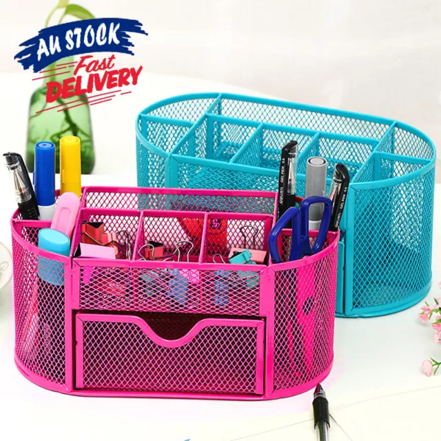 Tidy Holder Student Office Organiser Desk Mesh Pen Pencils Stationery Container