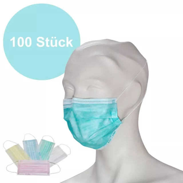 100x Mundschutz Premium | 3-Lagig Medizinische OP Maske Typ IIR  | elasti. Band 2