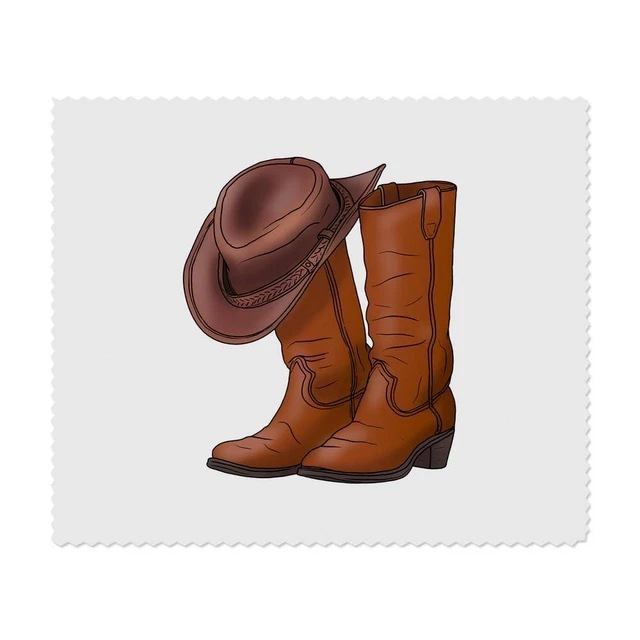 2 paños de limpieza de lentes/gafas de microfibra ""Botas y sombrero de vaquero"" (LC00019560)
