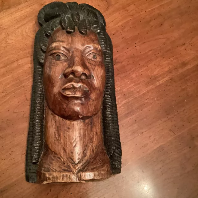 Beautiful African Head Painted Wooden Wall Hanging Tree Art Hand Carved