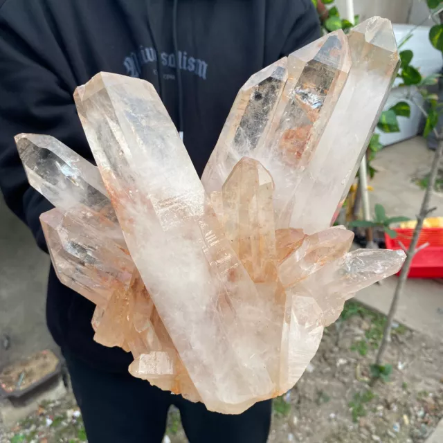 9.9lb Large Natural Clear White Quartz Crystal Cluster Rough Healing Specimen