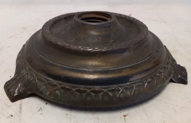 Antique Fancy Decorated Columbia Cast Iron Lamp Base Weight 6.5 pounds 2