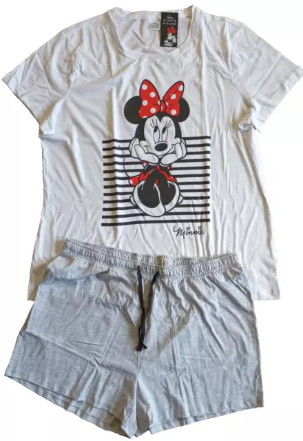 Damen Pyjama kurz XXL mit Aufdruck Minnie Maus Neu