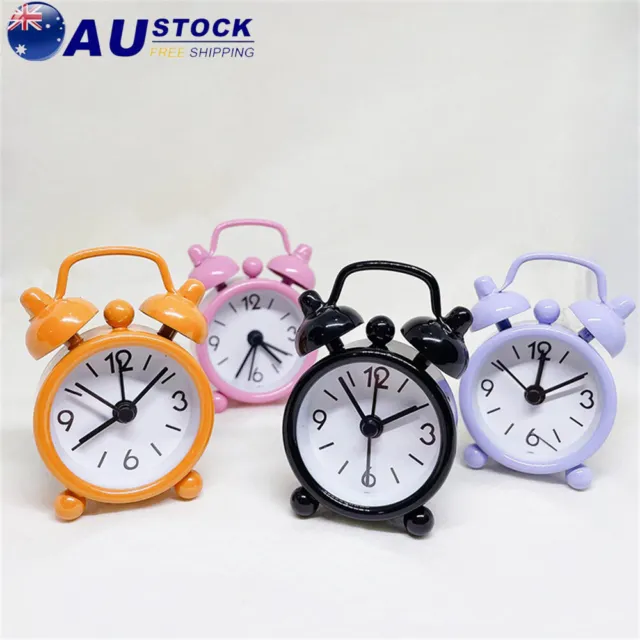 Cute Retro Creative Mini Alarm Clock Digital Quartz Clock Round Table Clock AU