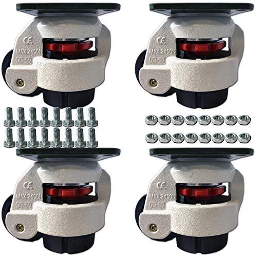 - Retractable Leveling Machine Casters - 4 Pack - 2,400 lbs Per Set - Premium