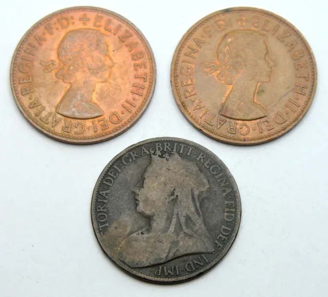Great Britain One Penny 1901-1967 Victoria & Elizabeth Old Coins Lot