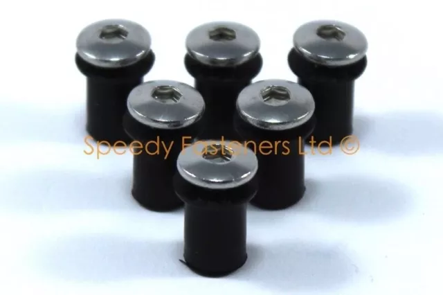 6x Highest Quality Screen Rubber Nuts & Bolts Motorcycle Windscreen Fixings m5 