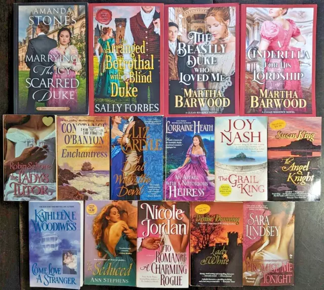 Historical Romance Book Lot Of 15 Paperback Novels Books Free Shipping!