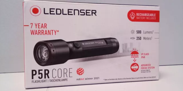 Ledlenser P5R Core kompakte Taschenlampe LED, 500 Lumen, aufladbar mit 14500