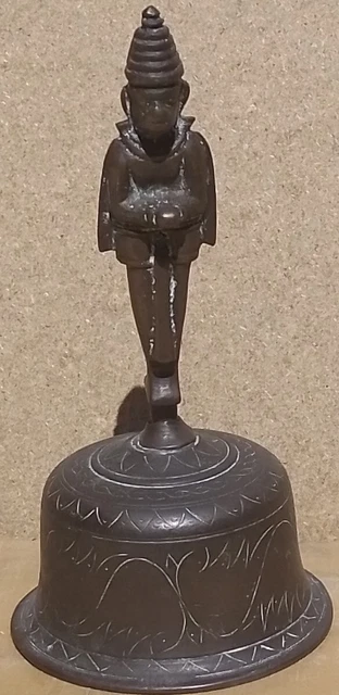 Vintage Old Antique Brass 6" tall bell Decorative display Monkey Man God India