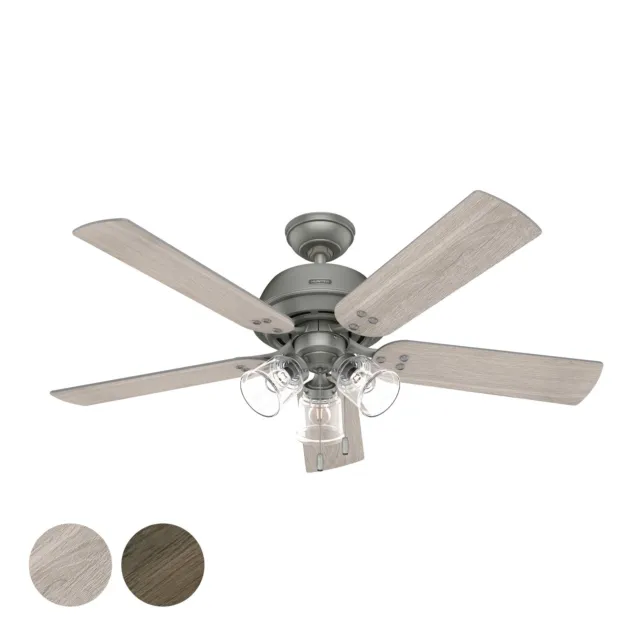 Hunter Fan 52 inch Casual Matte Silver Indoor Ceiling Fan w Light and Pull Chain