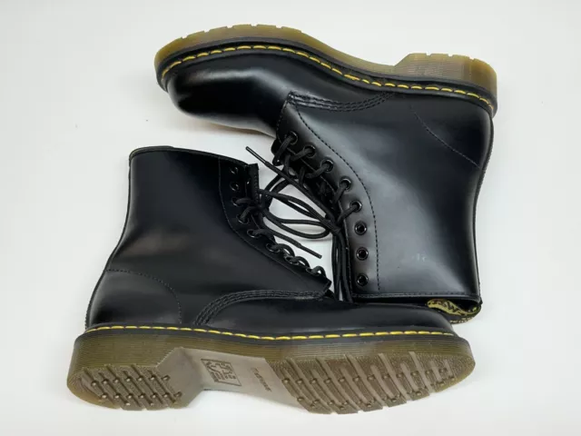 Dr Martens Boots Womens 10 L 1460W Black Smooth Leather Lace-Up Cushioned Adult 2