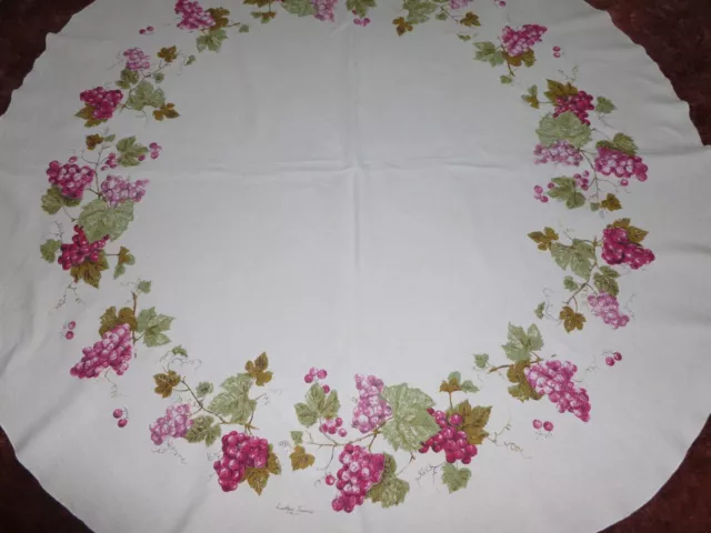 Vintage Tablecloth Luther Travis Grapes and Vines Retro Garden Party