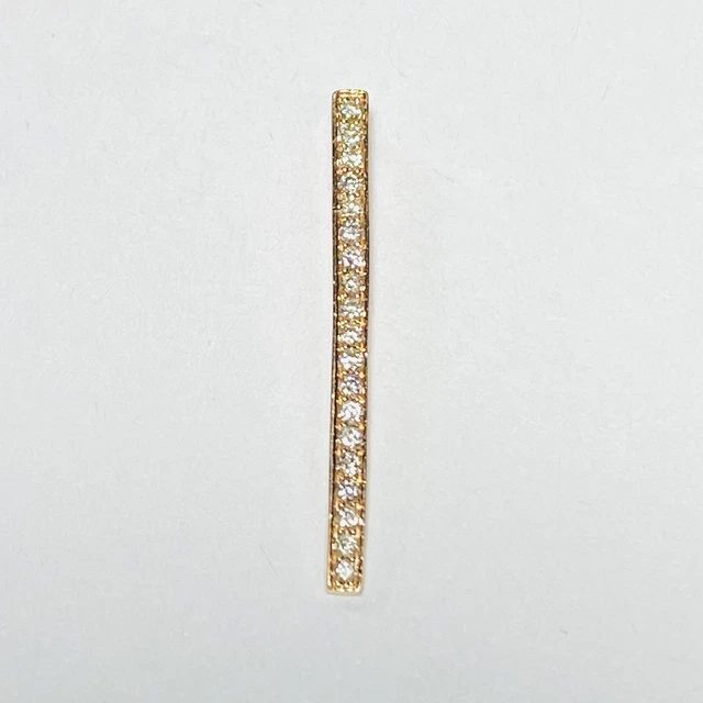 14K Rose Gold 0.17ctw Channel-Set Diamond 29mm Vertical Bar Stick Pendant 1.4g