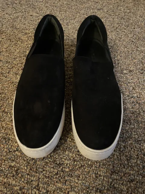 Vince Warren Platform Sneaker Black Suede Slip On Shoe Women’s Size 9.5M