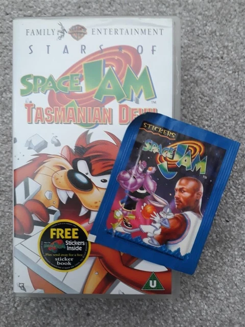 TASMANIAN DEVIL CARTOONS (VHS) - including unopened Space Jam sticker