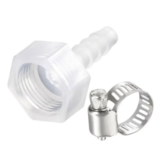 1 Set PP Hose Fitting 6mm Barb G3/8 Female Adapter with 6-12mm Hose Clamp