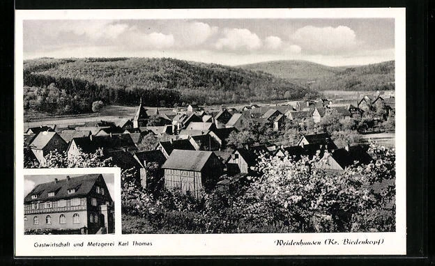 AK Weidenhausen /Kr. Biedenkopf, Gastwirtschaft und Metzgerei Karl Thomas, Teil