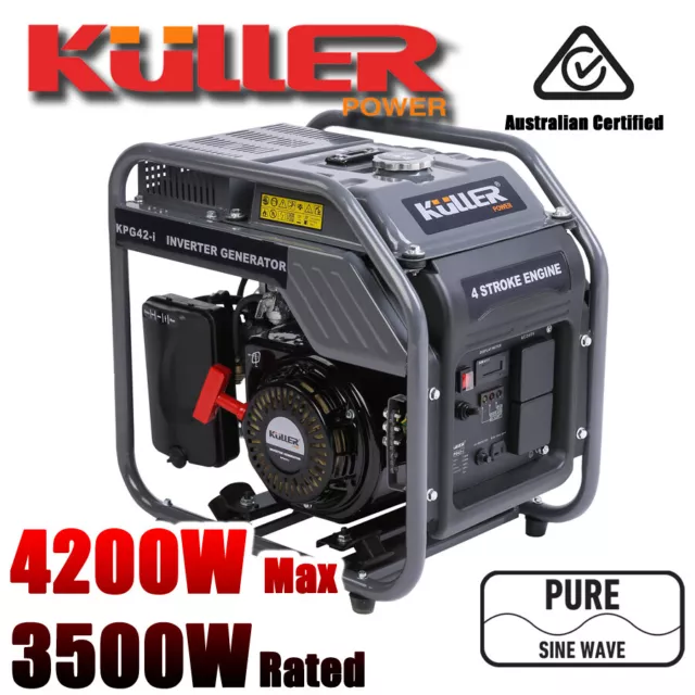 KULLER 4.2kVa Max/3.5kVa Rate Petrol Inveter Power Generator Pure Sine Wave