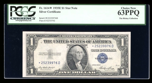 DBR 1935-E Silver STAR Fr. 1614* PCGS 63 PPQ Serial *25239976D