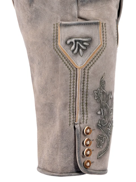 Pantaloni folcloristici in pelle corti Norbert neve 3