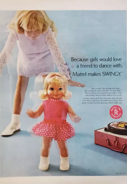 1969 Mattel Swingy Doll Dances Swings Her Feet & Arms Print Ad