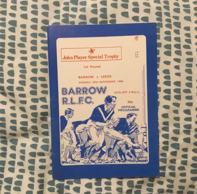 Rugby League programme.Barrow v Leeds John Player Trophy rd1, played 24/11/1985