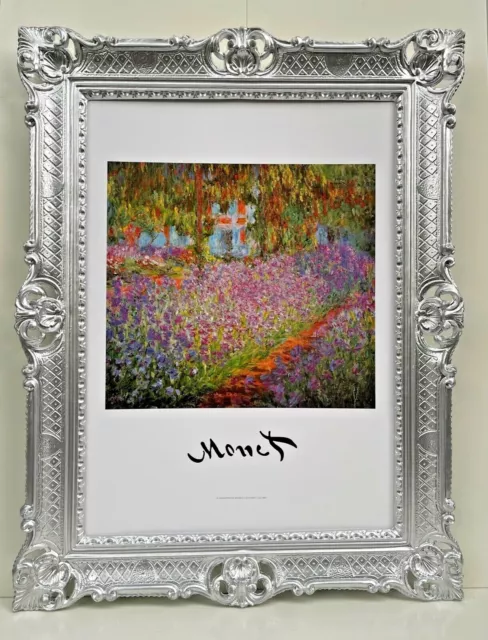 Gemälde Garten von Claude Monet Giverny Barockrahmen 90x70cm Wandbild Antik