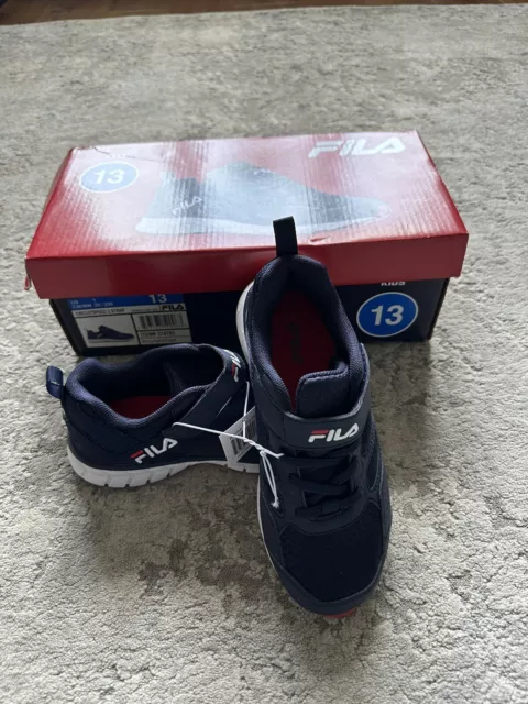 Fila Kids Strap Trainers  UK Size 13 Navy Blue Red