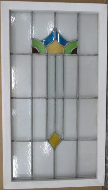 MIDSIZE OLD ENGLISH LEADED STAINED GLASS WINDOW Pretty Abstract 19.25" x 34.25"