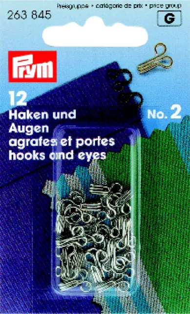 Prym 12 Haken und Augen Nr.2 mittel silberfarbig 263845