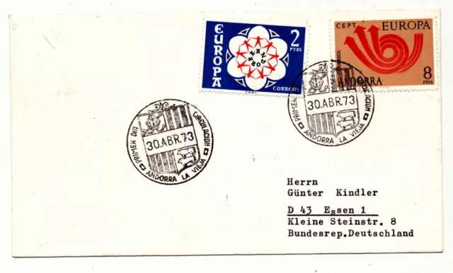 1973 Andorra FDC Europa CEPT Michel No. 84-85