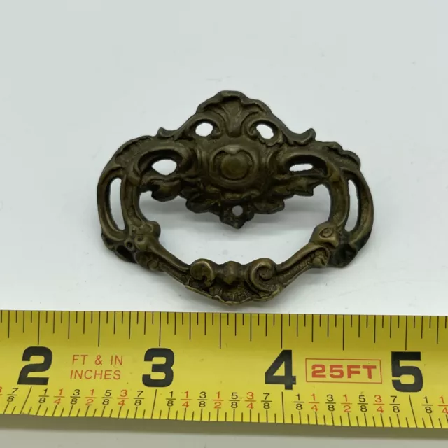 Antique Cast Brass Drawer Pull w/ Hardware Single Hole Pull