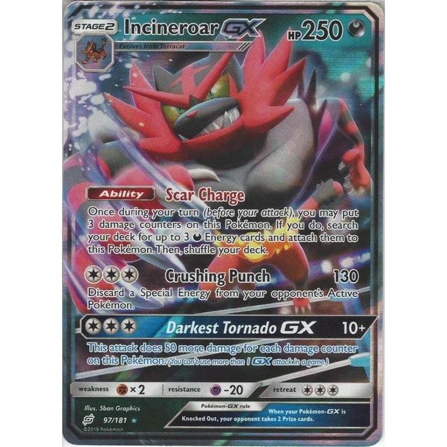 Incineroar GX 97/181 | Pokemon Team Up | Half Art | Ultra Rare GX Near Mint