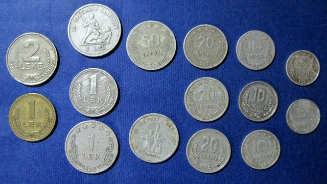 1964 - 1989 ALBANIA COIN 5, 10, 20, 50 QINDARKA 1,2 LEK Albanian socialis PERIOD