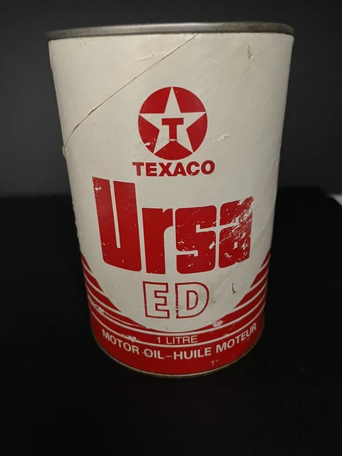 BG1177 Vtg Texaco Canada URSA ED Motor Oil 20 Cardboard Can 1 Litre Empty