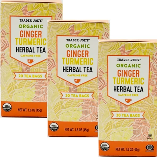 TRADER JOE'S ORGANIC Ginger Turmeric Herbal Tea Tisane Caffeine Free