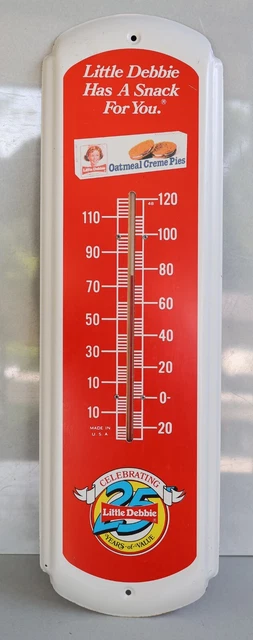 Vintage LITTLE DEBBIE 27" Near Mint Thermometer oatmeal cookie snack cake sign Vintage LITTLE DEBBIE 27" Near Mint Thermometer oatmeal cookie snack cake sign