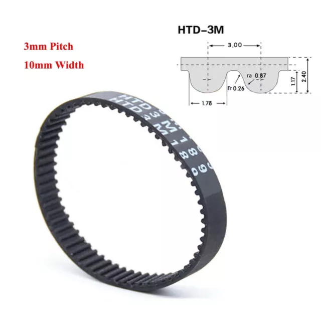HTD-3M 3mm Pitch Closed Loop Synchronous Timing Belt 10mm Width for CNC Pulley