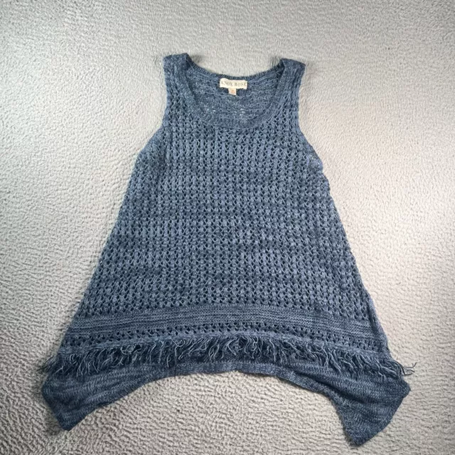 Knox Rose Blouse Womens XL Blue Knit Sleeveless Drape Tank Top Casual Ladies