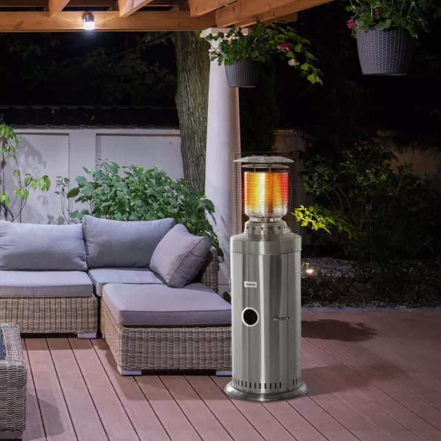 10KW Outdoor Gas Patio Heater Standing Propane Heater w/ Wheels Dust Cover