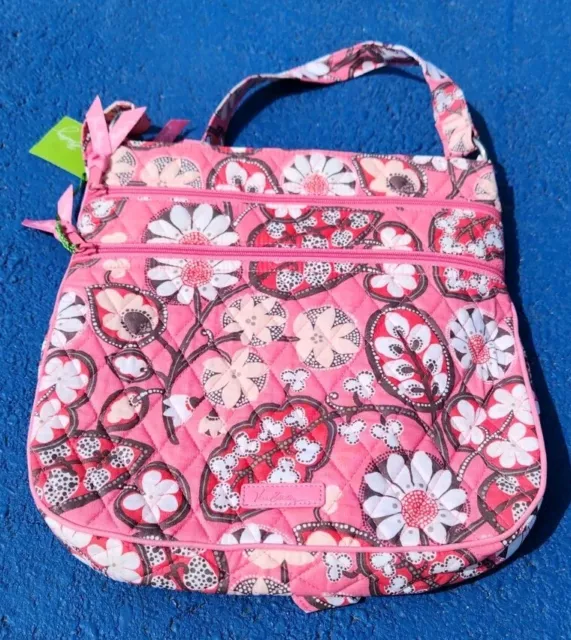 Vera Bradley Triple Zip Hipster Crossbody Blush Pink Floral Purse Quilted New