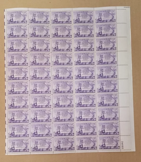 USPS 3 Cent Full Sheet of 50 Postage Stamps In Recognition of Newspaper Boys MNH