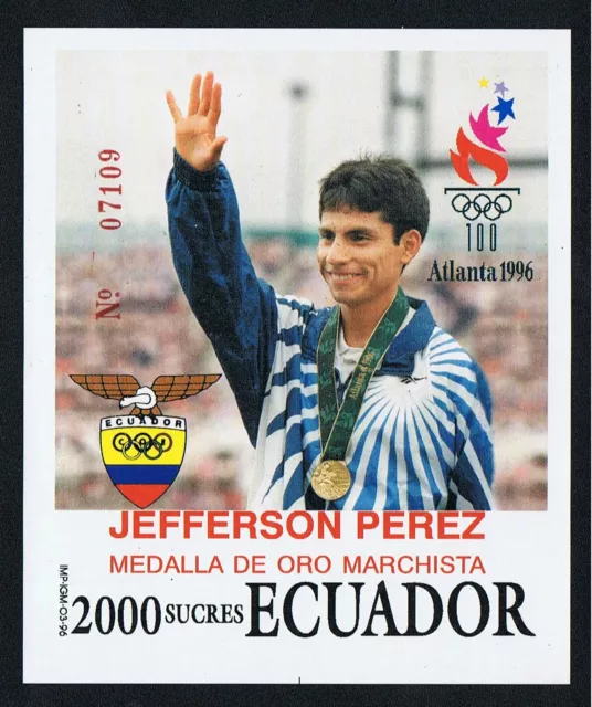 Ecuador Kleinbogen Block 102 1996 Spiele Olympische Von Atlanta Hooded Perez MNH