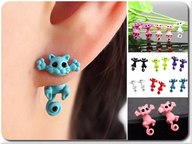 Chat Boucle D'Oreille Cat 3 D D'Oreilles Faux Plug Tunnel Pince Oreille Cristal