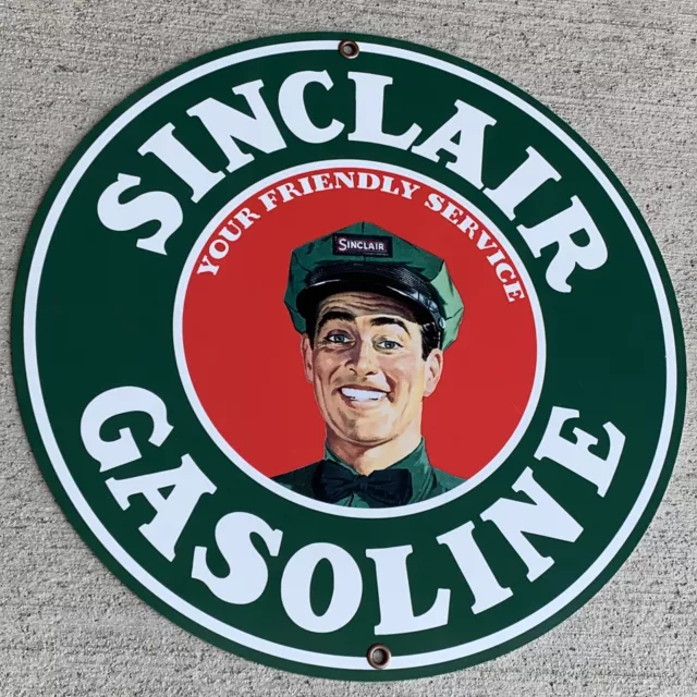 Sinclair Friendly Service Gasoline Oil Gas Metal Garage Sign Reproduction