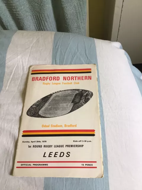 Bradford Northern v Leeds Premiership 1st Round 1978 Programme