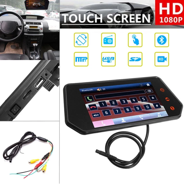 Car Truck 7" 1080P Touchscreen Rearview Mirror Monitor Bluetooth FM MP5 USB Port